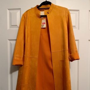 H&M Faux Suede Coat (dark yellow/mustard)